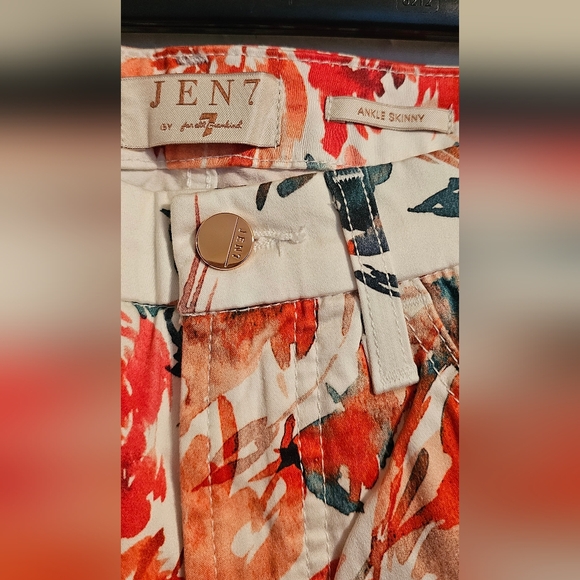 JEN7 Mankind Ivory Floral Ankle Skinny Leg Women's Jeans NWT 2 - Picture 3 of 6